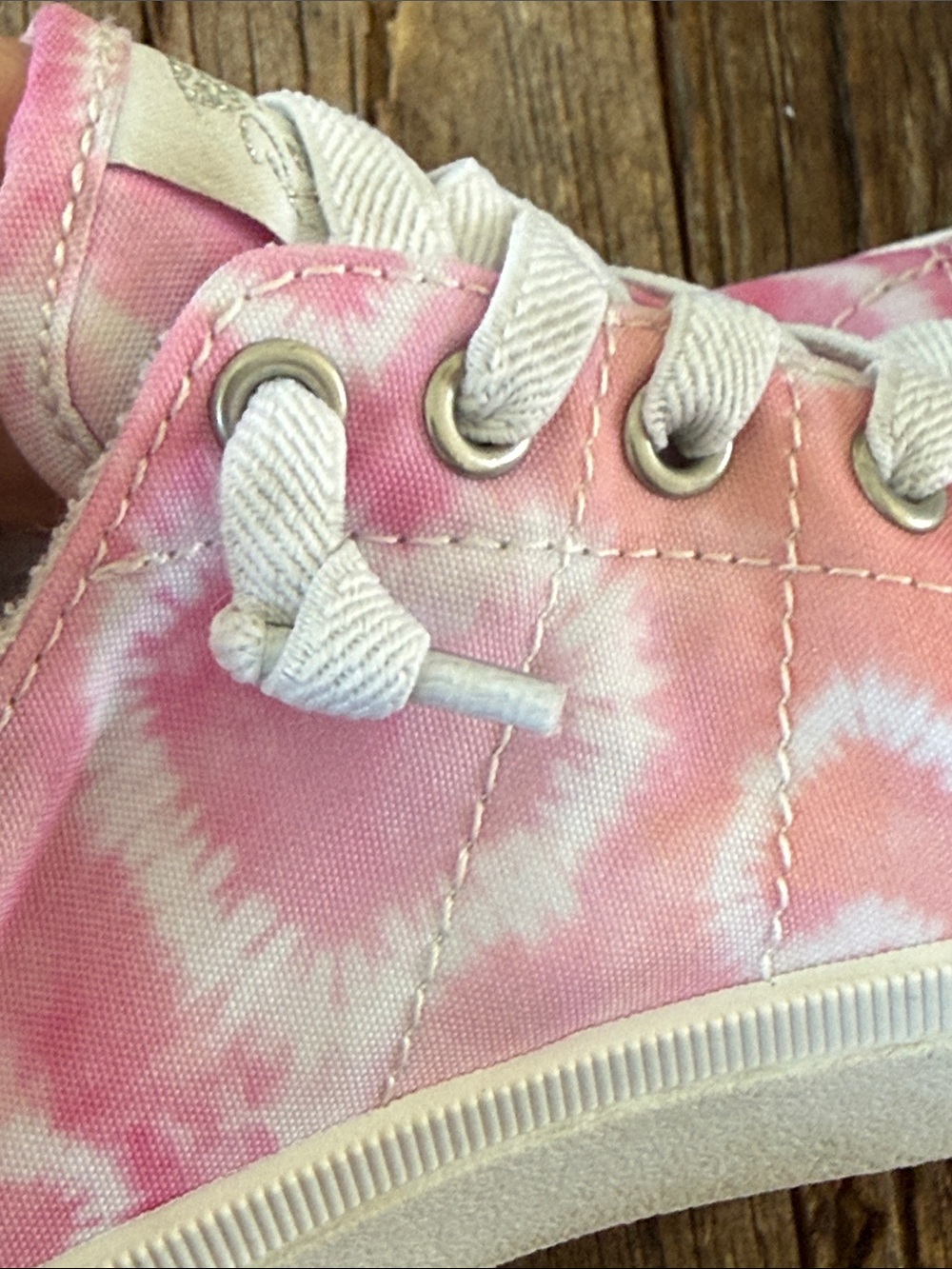 Roxy Kids Pink Tie-Dye Canvas Sneakers with White Soles - Picture 3 of 6